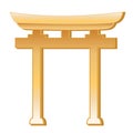 Shinto Symbol, gold gate, isolated on a white background