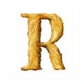 Golden Tortilla Letter R: A Detailed Feather Rendering