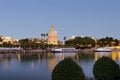 Golden tower Torre del Oro at sunset from the other side of th Royalty Free Stock Photo