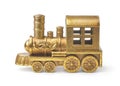 Golden toy steam train locomotive Royalty Free Stock Photo