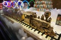 Golden Toy Train Engine and Train Royalty Free Stock Photo