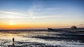 Sunset at the beach Southport Merseyside Royalty Free Stock Photo