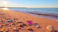 Golden Tranquility: Sunset on the Baltic Sea with Selective Focus Royalty Free Stock Photo