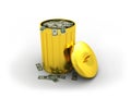 Golden trashcan Royalty Free Stock Photo