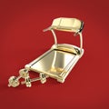 golden treadmill and fitness exercise equipment dumbbell weights on . render