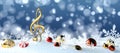 Golden Treble Clef Christmas Baubles Snowflakes - 3D illustration