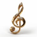 Golden treble clef - 3d render Royalty Free Stock Photo