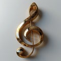 Golden treble clef - 3d render Royalty Free Stock Photo