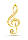 Golden treble clef with diamonds Royalty Free Stock Photo