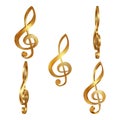 Golden treble clef in different projections