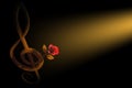 Golden treble clef and rose Royalty Free Stock Photo