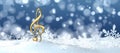 Golden Treble Clef Snowflakes - 3D illustration