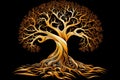 Golden tree logo. Generate Ai Royalty Free Stock Photo