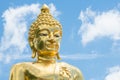 Close-up of Big golden Buddha statue with Lanna style located at Golden triangle in Chiang Rai province, Thailand. Royalty Free Stock Photo