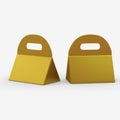 Golden triangle box with handle, clipping path included