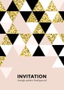 Golden triangle pattern background for invitation card or holida festival party poster design template of triangle modern trendy g