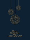 Golden triangular christmas balls Royalty Free Stock Photo