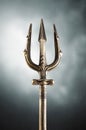 Golden trident over misty background Royalty Free Stock Photo