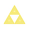 Golden triforce geometric illusion. Triangle symbol