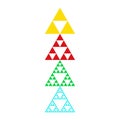 Golden triforce geometric triangle power symbol in four colors. T-shirt design