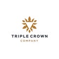 Golden crown logo icon. King queen symbol elegant logo vector icon line, Luxurious royal ornament for business Royalty Free Stock Photo