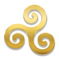 Golden Triskelion On White Background