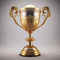 Golden Triumph: Stunning Trophy Cup on a Pure White Background