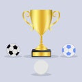 Golden trophy with three balls Royalty Free Stock Photo