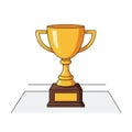 Golden Trophy on a Base: Pixel Art Illustration Royalty Free Stock Photo