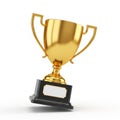 Golden Trophy with Black Base and Blank Plaque on White Background award winner Royalty Free Stock Photo