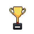 Golden trophy champion pixel art vector drawing Royalty Free Stock Photo