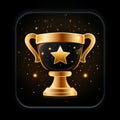 a golden trophy cup on a black background Royalty Free Stock Photo