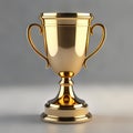 Golden trophy cup on gray background. 3D rendering. Image with clipping path Royalty Free Stock Photo