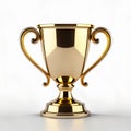 Golden trophy cup on gray background. 3D rendering. Image with clipping path Royalty Free Stock Photo