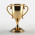 Golden trophy cup on gray background. 3D rendering. Image with clipping path Royalty Free Stock Photo