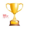 Golden Trophy Cup. Isolated On White Background Vector Illustration Royalty Free Stock Photo