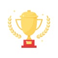 Golden trophy cup and laurel wreath, vector sport award, champion icon. Winner illustration Royalty Free Stock Photo