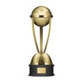 Golden Trophy Cup with Planet Earth Graphic Icon Royalty Free Stock Photo