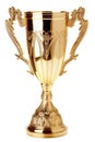 Golden trophy cup, sport tournament award, gold winner cup - victory and success concept Royalty Free Stock Photo