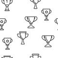 Golden Trophy Cup Vector Seamless Pattern