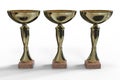 Golden trophy cups 3d render