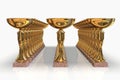 Golden trophy cups 3d render