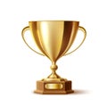 Vector realistic golden trophy, gold cup award Royalty Free Stock Photo