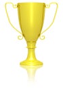 Golden trophy (isolated with reflection) Royalty Free Stock Photo