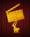 Movie Clapper Board, Golden Cinema Award Vector Royalty Free Stock Photo