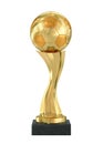 Golden trophy soccer ball, clipping path included Royalty Free Stock Photo