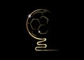 Golden trophy soccer ball icon, vector isolated or black background Royalty Free Stock Photo