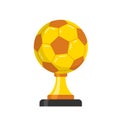 Golden trophy with soccer ball isolated on white background. Royalty Free Stock Photo