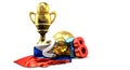 Golden trophy soccer football russian colored 2018 3d rendering