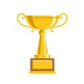 Golden trophy, winner`s Cup with handles vector illustration. Concept of the award, the prize for the first place in the